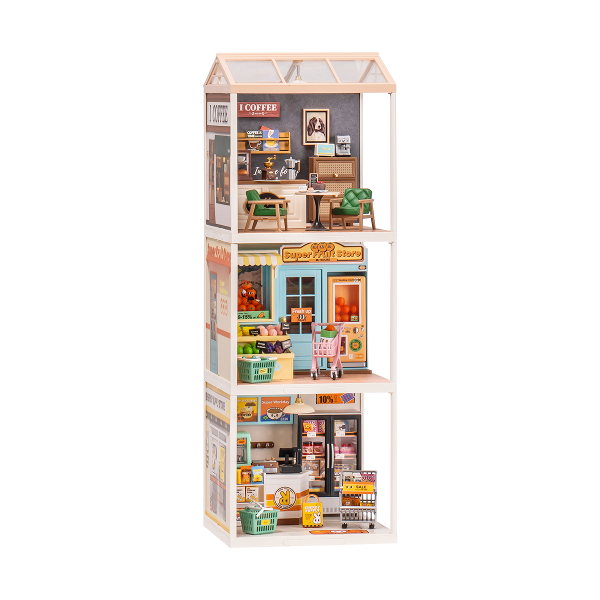 Rolife Super Creator - Super Store Series stacked vertical store display scene