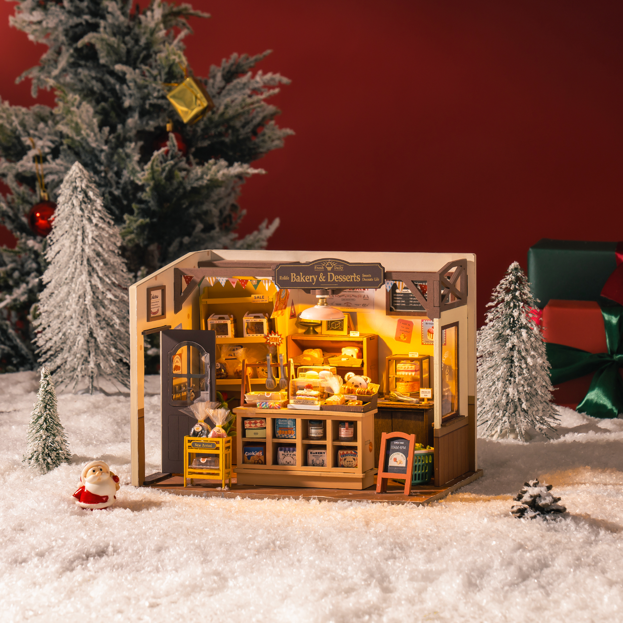 Rolife DIY Miniature House - Becka's Baking House DG161 winter display scene