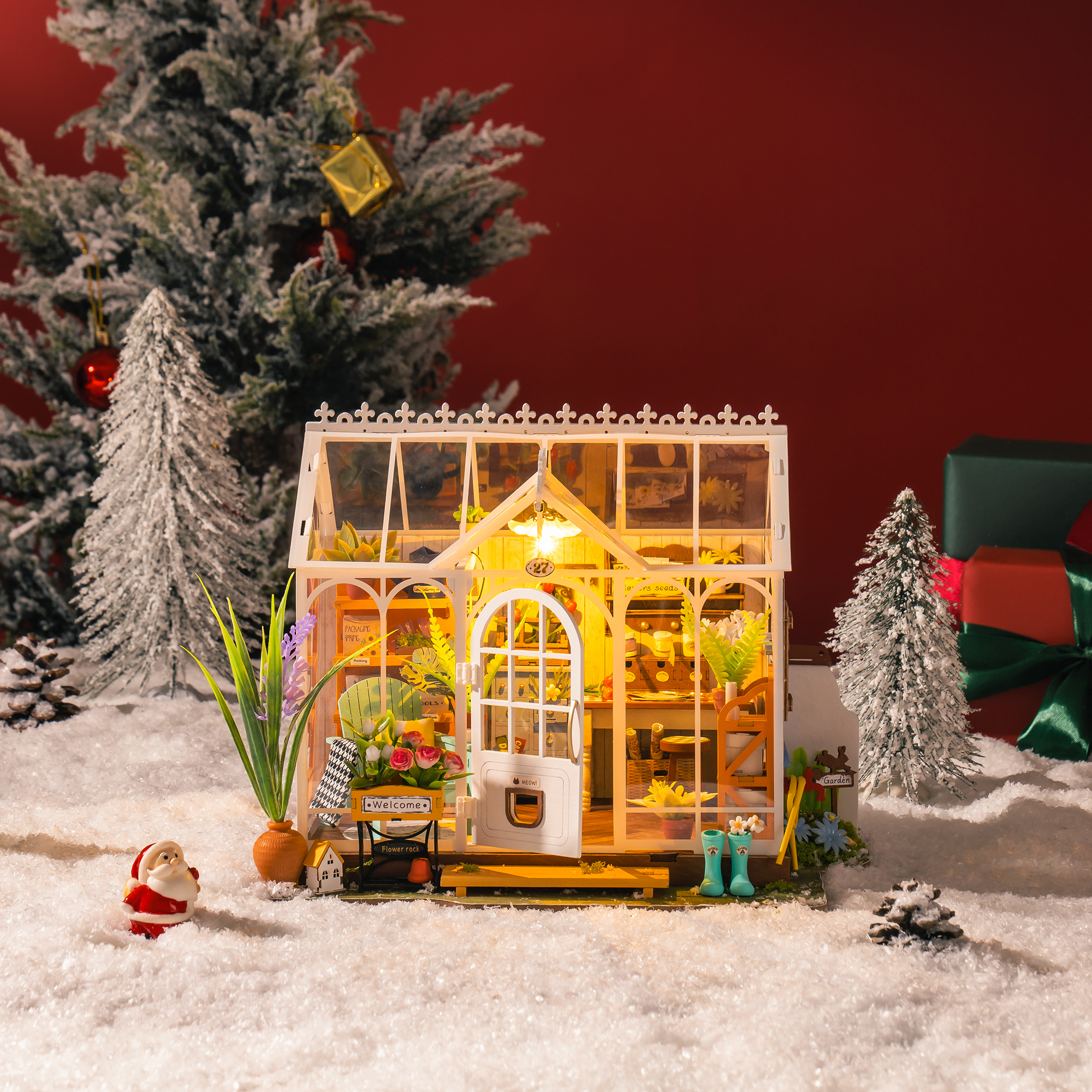Rolife Miniature House - Dreamy Garden House DG163 size graphic with 7.5 x 9.1 x 9.6 in dimensions shown