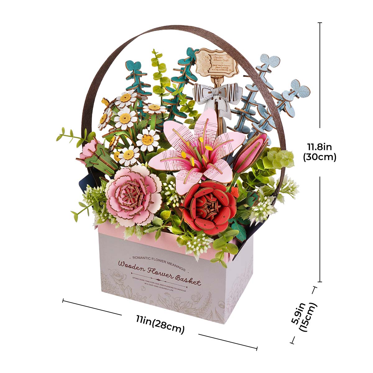 Rowood DIY 3D Puzzle - Wooden Flower Basket TW03H gallery image 7