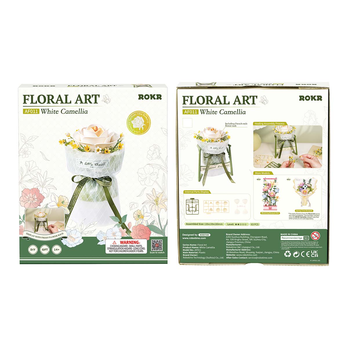 ROKR DIY 3D Puzzle Model - White Camellia AF011 gallery image 7