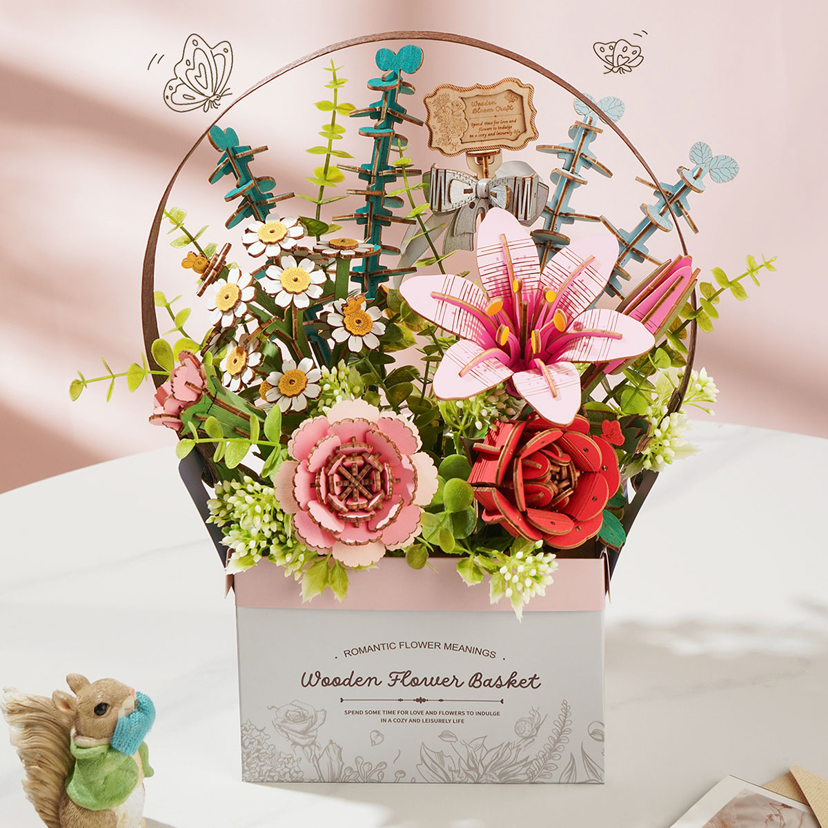 Rowood DIY 3D Puzzle - Wooden Flower Basket TW03H product hero image