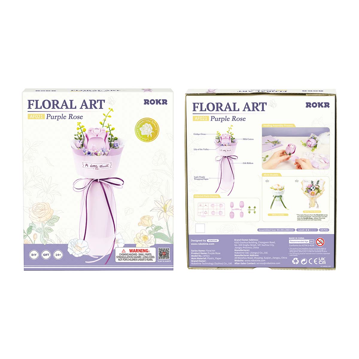 ROKR DIY Bouquet 3D Puzzle - Purple Rose AF021 gallery image 6