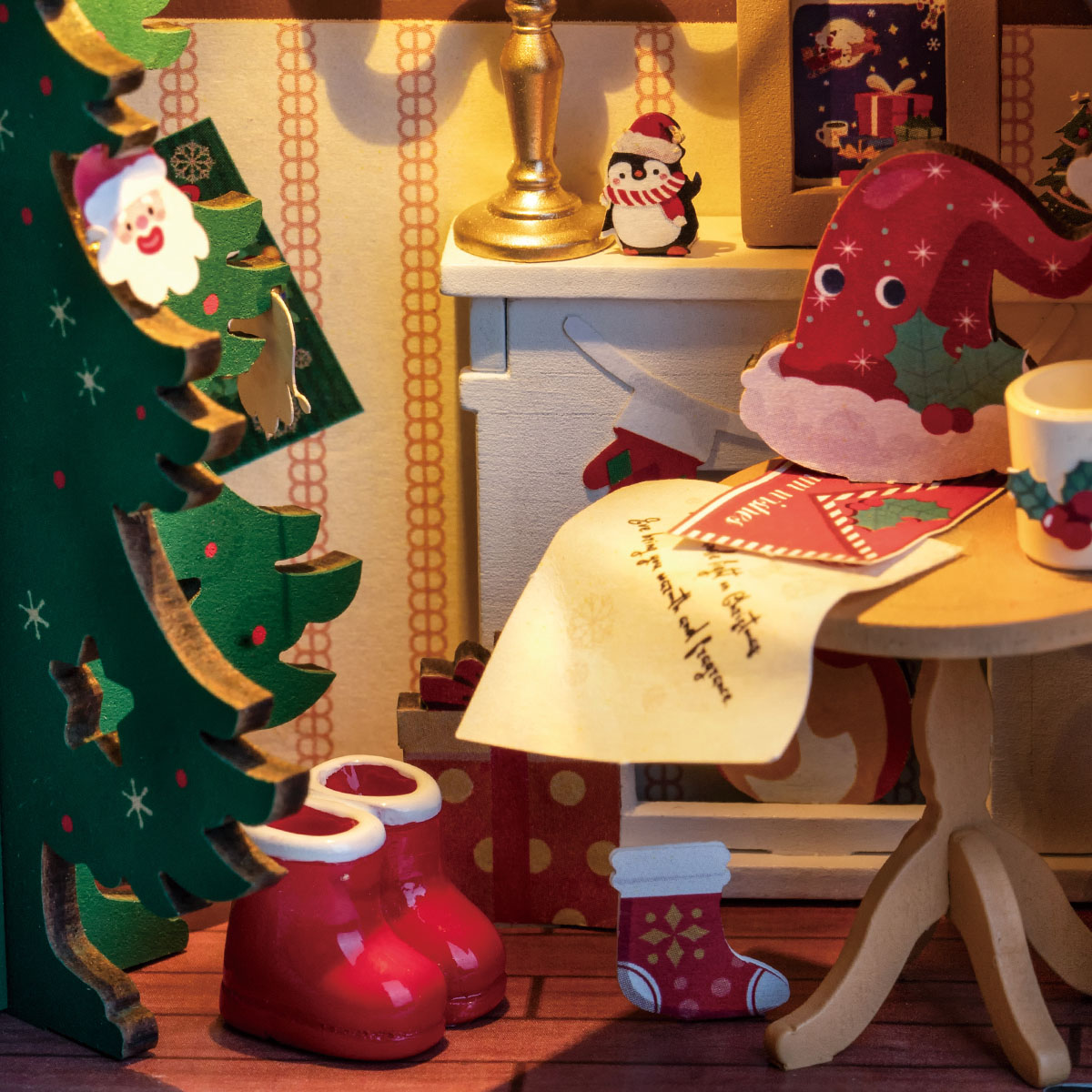 Rolife DIY Miniature House - Twinkling Christmas House DS036 detail view
