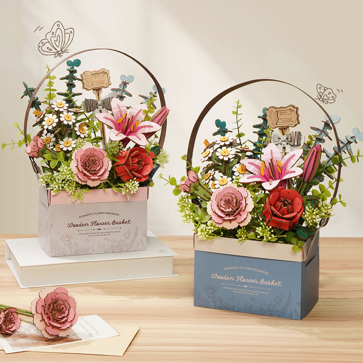 Rowood DIY 3D Puzzle - Wooden Flower Basket TW03H alternate product view
