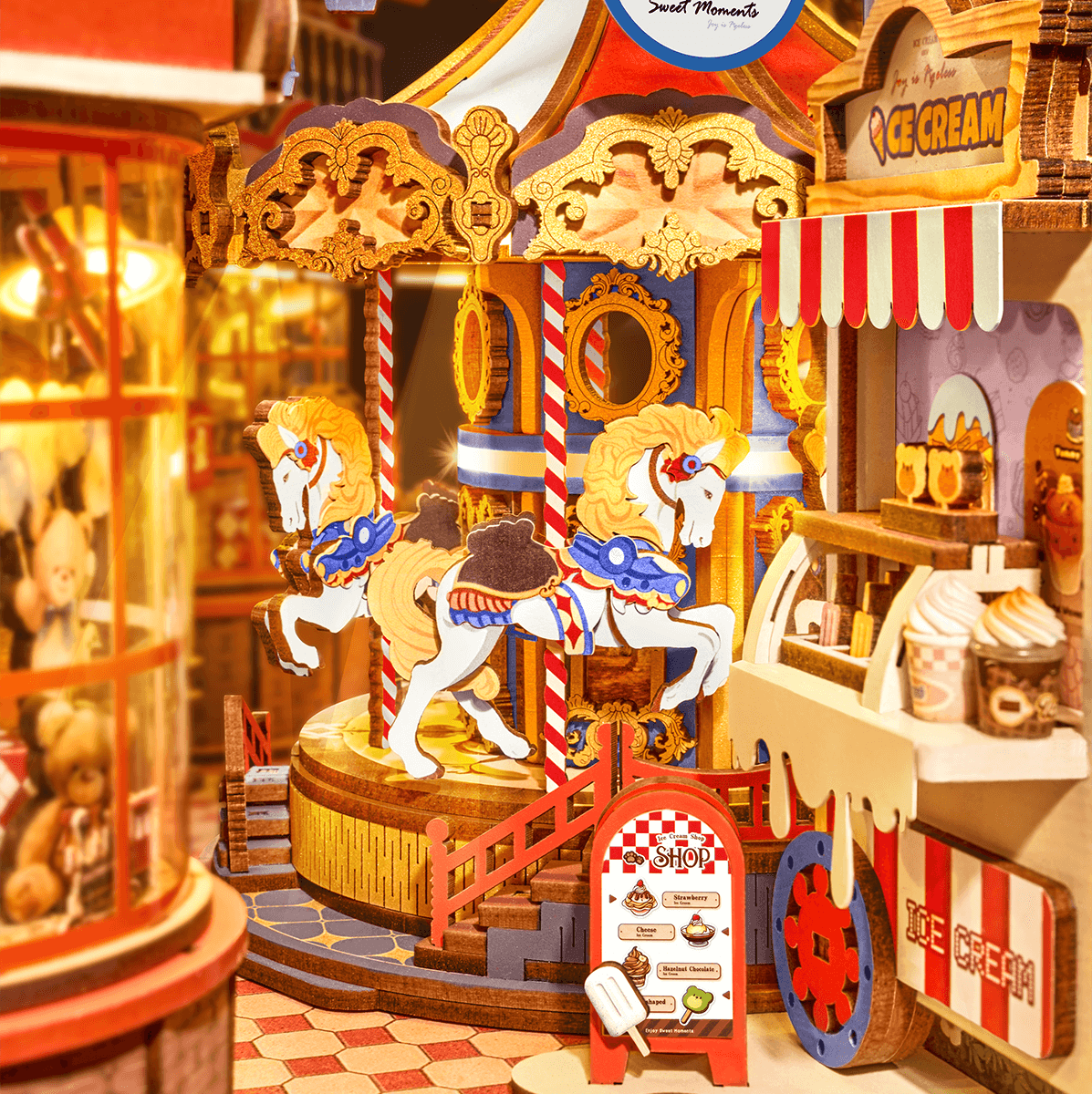 Fairytale Amusement Park TGB17 close-up of the carousel and ticket booth details