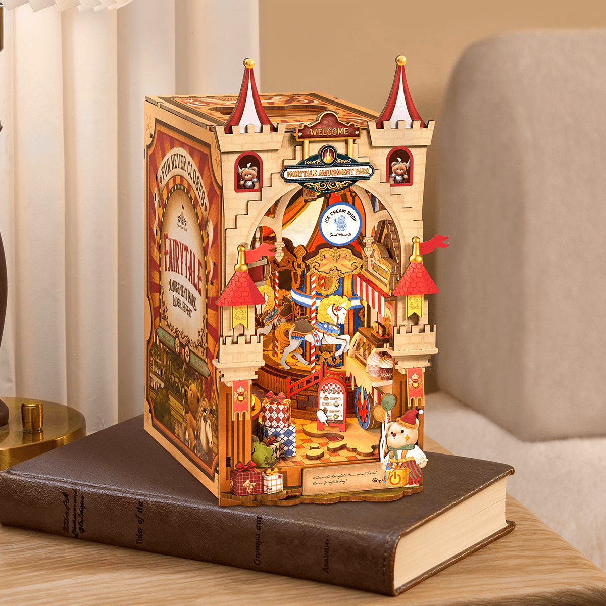 Fairytale Amusement Park TGB17 shelf display scene with warm lighting
