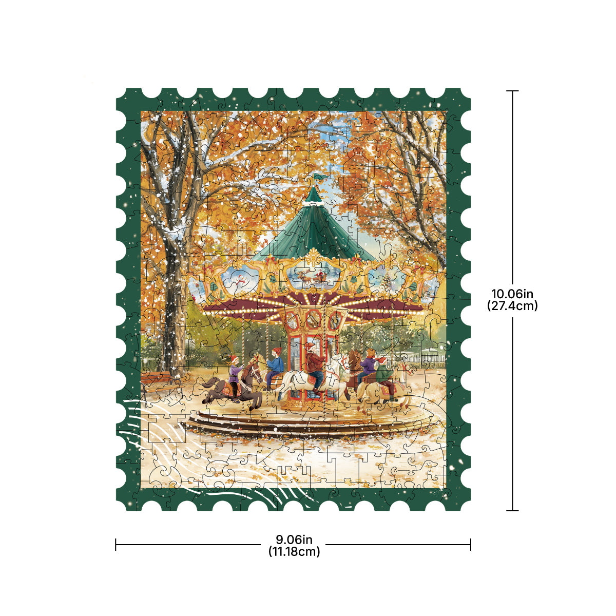 Golden Autumn Carousel TA008 framed puzzle held in both hands