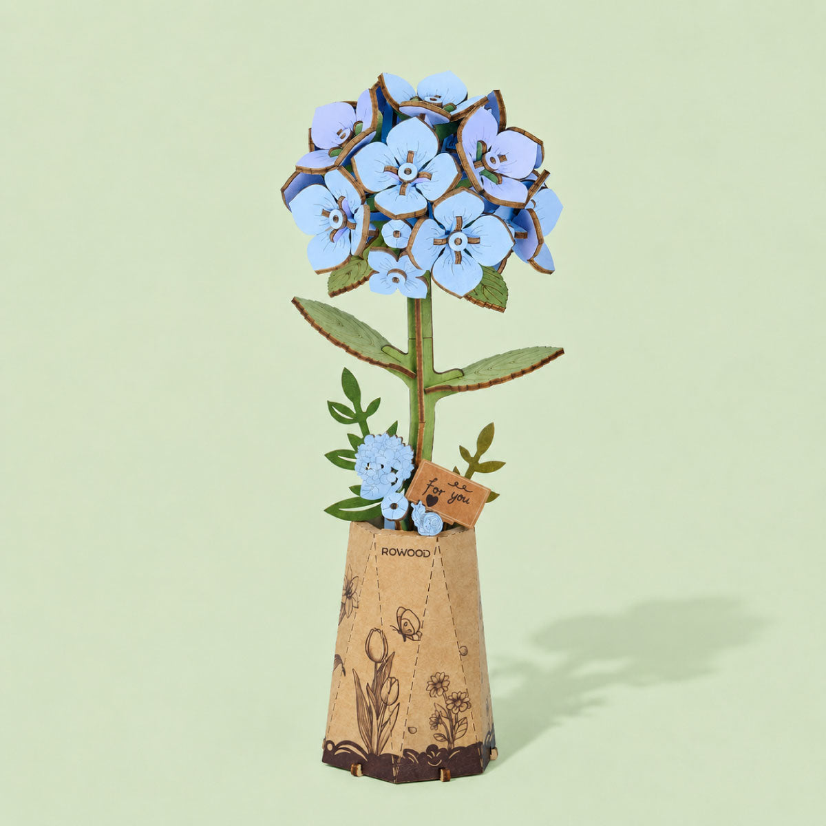 Rowood Blue Hydrangea DIY Flower Wooden 3D Puzzle TW141