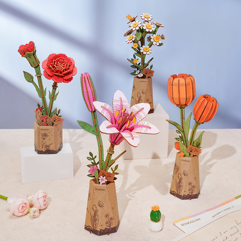 Rowood DIY Wooden Flower Orange Tulip TW081 gallery image 4