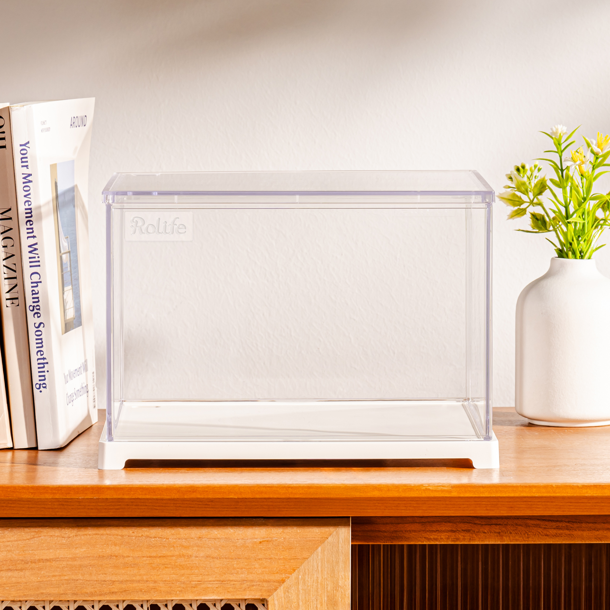 Rolife DF04L acrylic display box empty product scene on a tabletop