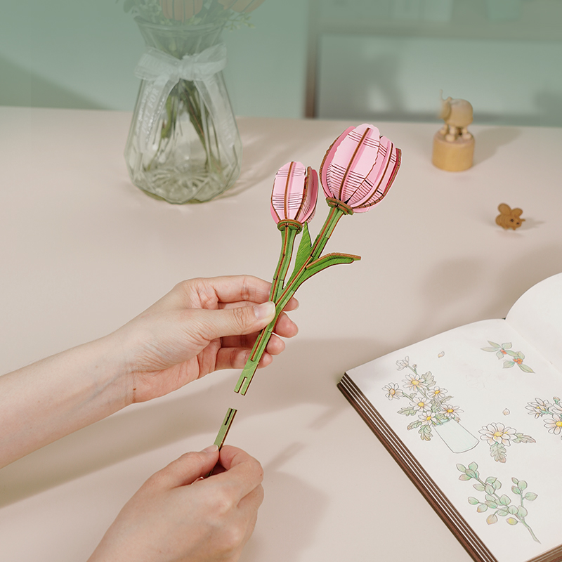 Rowood DIY Wooden Flower Pink Tulip TW082 gallery image 6