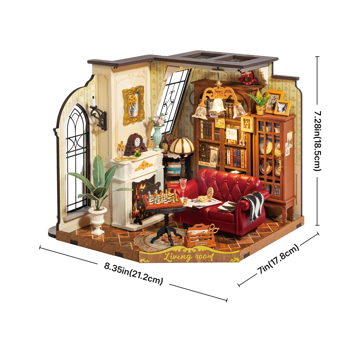 Catherine's Living Room DG175 size graphic, 21.5 x 19.2 x 18.5 cm miniature house