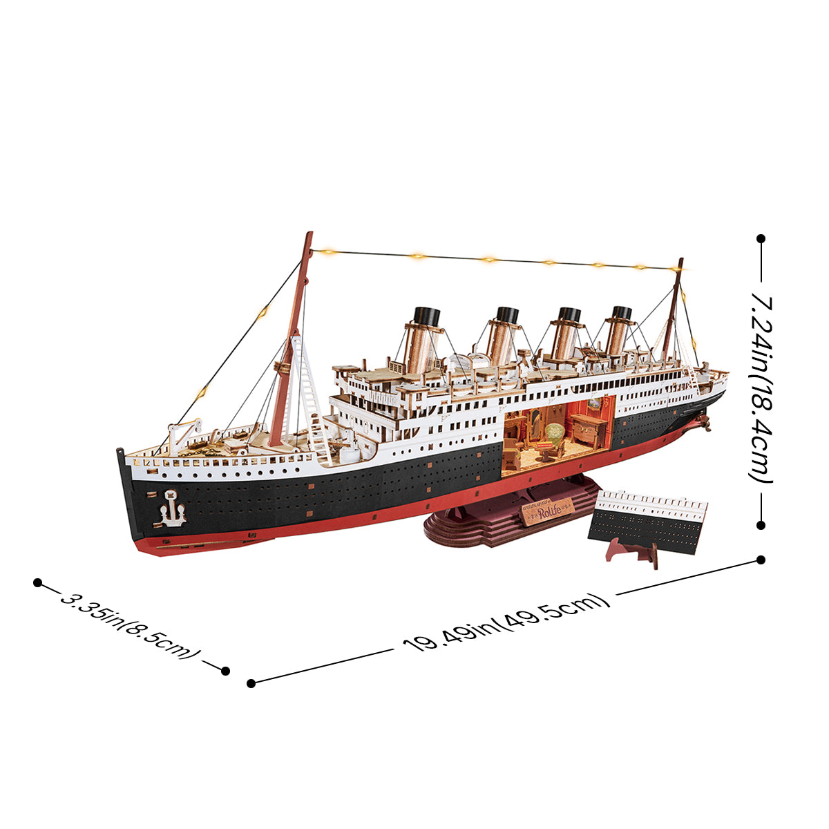 1912 Eternal Atlantic Voyager TGL02 size graphic, 49.5 x 8.5 x 18.4 cm wooden ship model