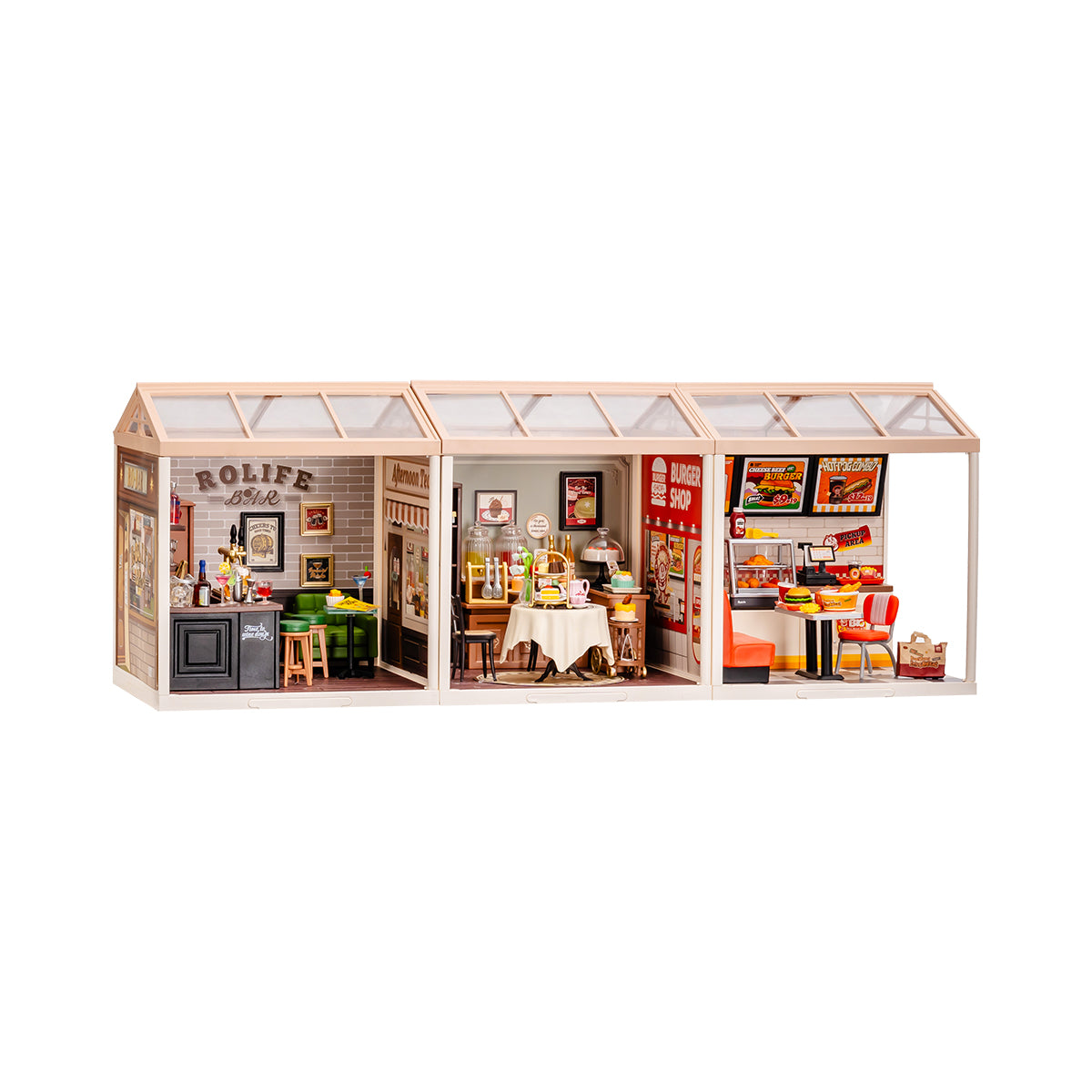 Rolife Super Creator Miniature House 3-in-1 Line-Up detail view