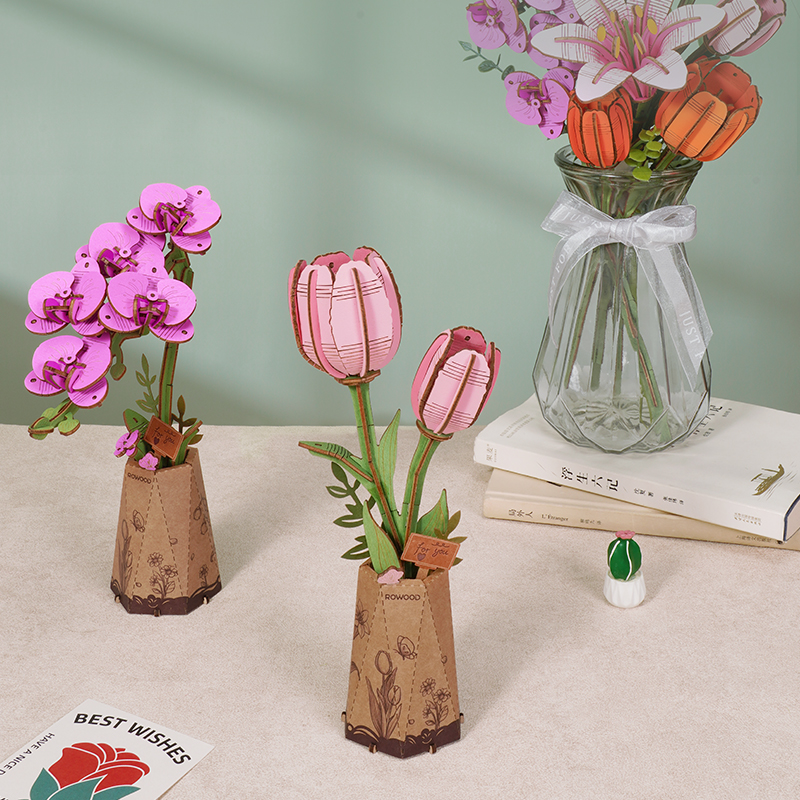 Rowood DIY Wooden Flower Purple Moth Orchid TW091 gallery image 6