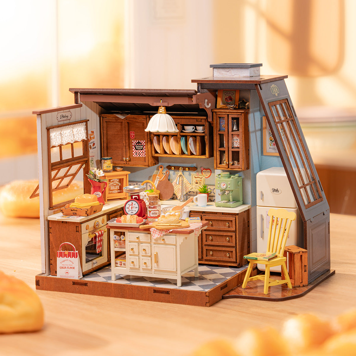 Baking Kitchen DG172 tabletop display scene with warm bakery interior details