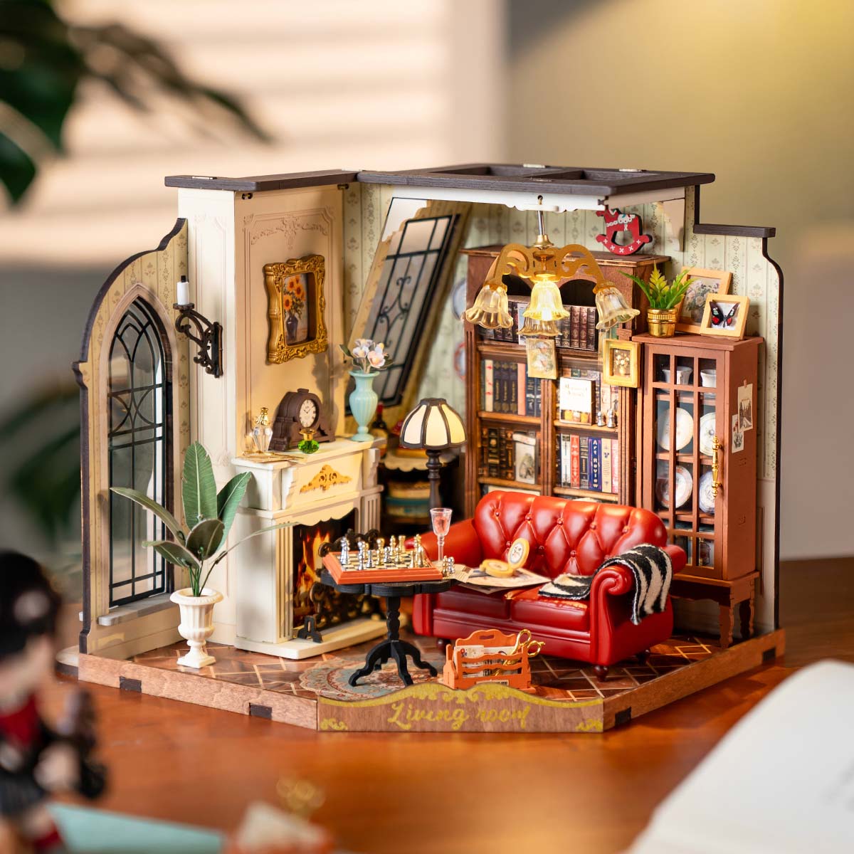 Catherine's Living Room DG175 tabletop display scene with warm lighting