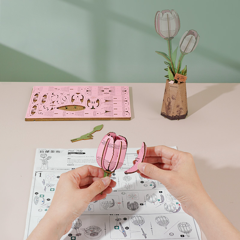 Rowood DIY Wooden Flower Pink Tulip TW082 gallery image 4
