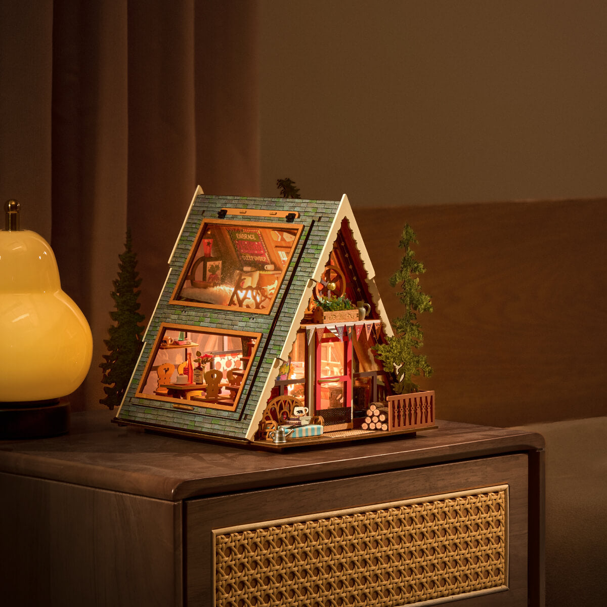 A-Frame Cabin DG181 warm tabletop display scene