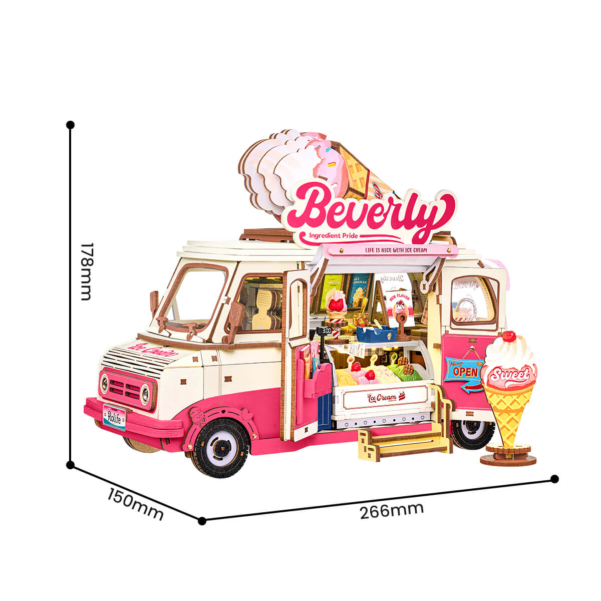 Beverly's Ice Cream Truck TGS06 size graphic, 266x150x178mm finished model