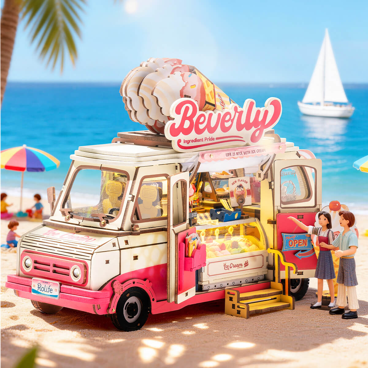 Beverly's Ice Cream Truck TGS06 in a sunny beachside street scene