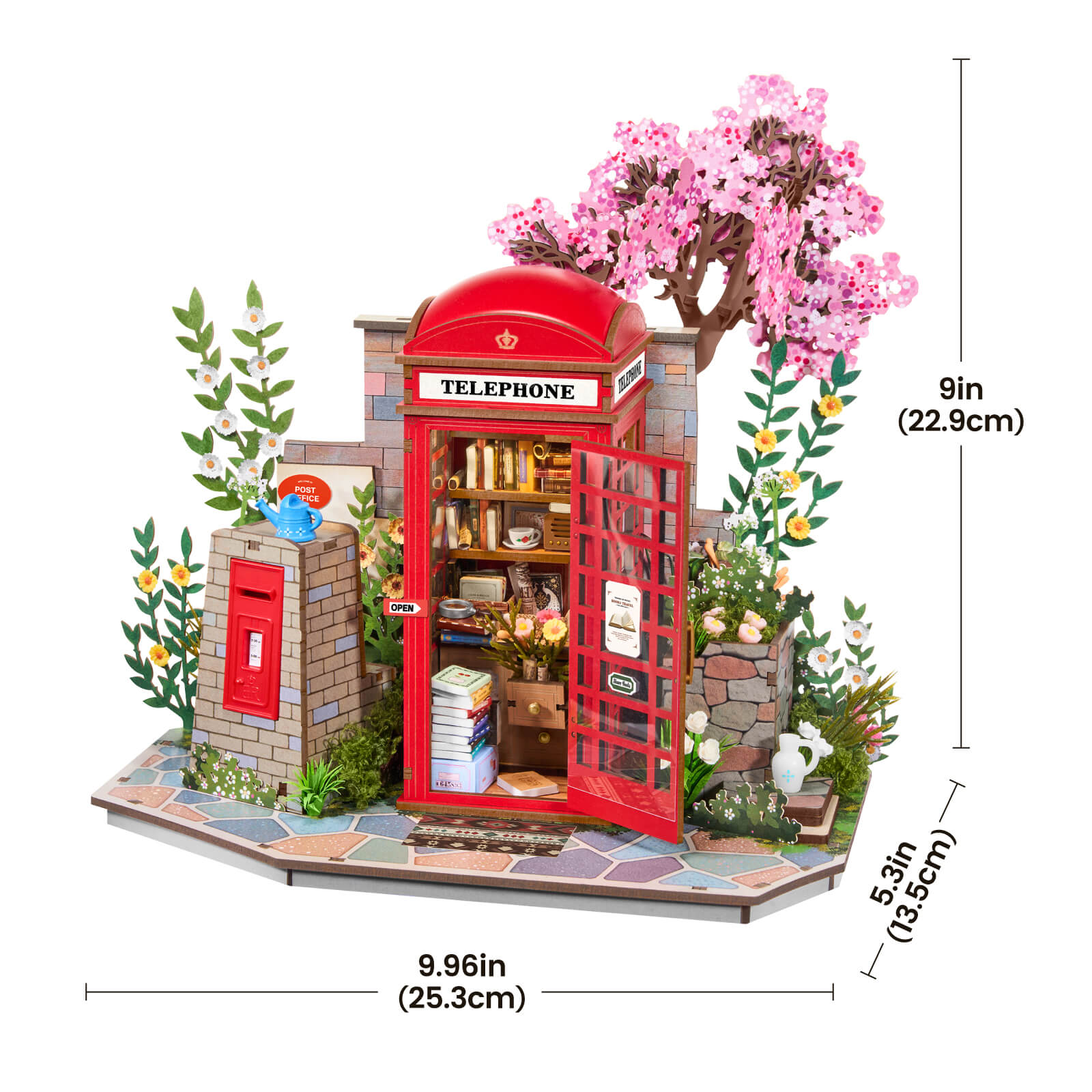 Blossom Book Booth TGS05 size graphic, 25.3x13.5x22.9cm, 9.96x5.3x9in finished model