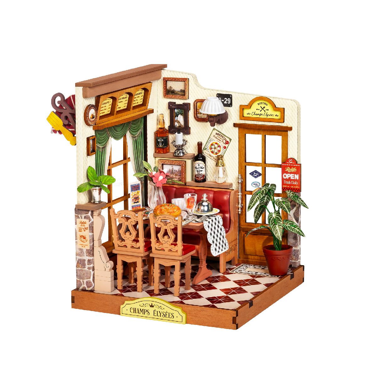 Rolife Champs-Elysees Bistro DS053 white background product view with dining interior