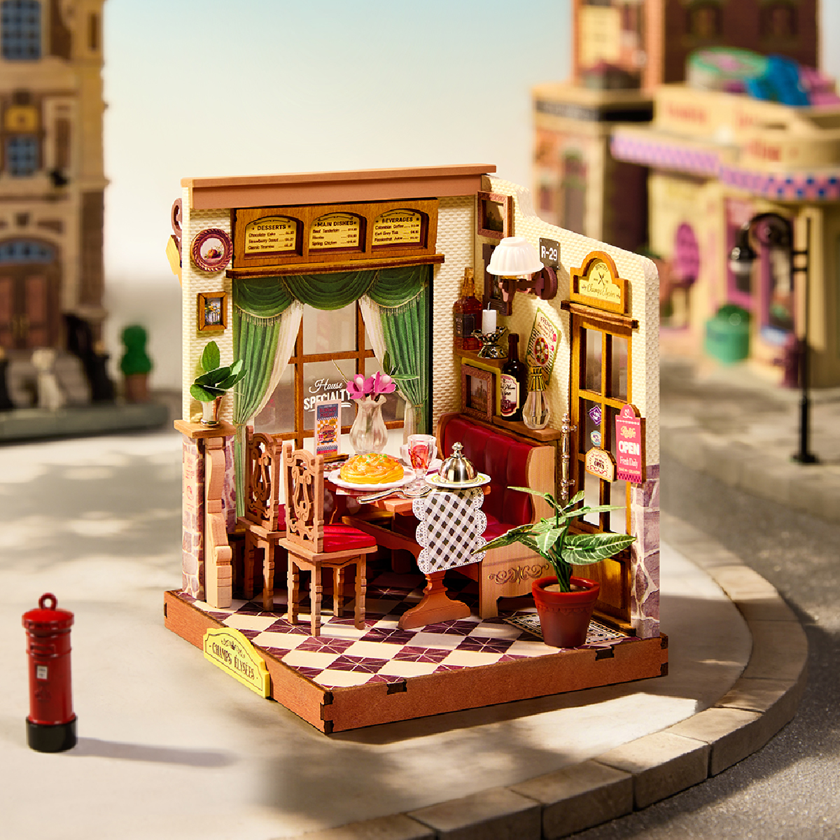 Champs-Elysees Bistro DS053 miniature restaurant in a European street scene