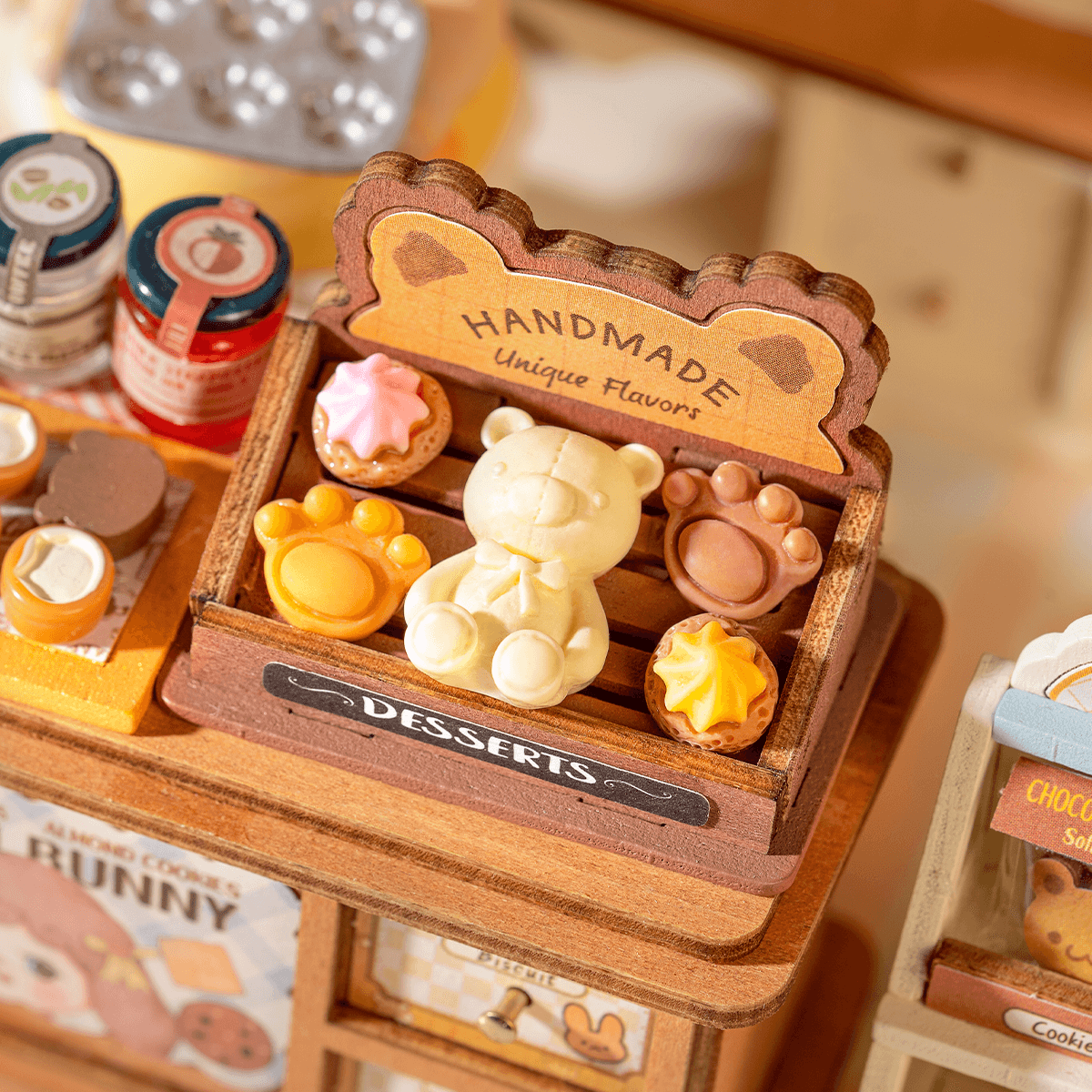 Cookii Bunny Cookie Shop DG177 close-up of the dessert tray and handmade cookie display