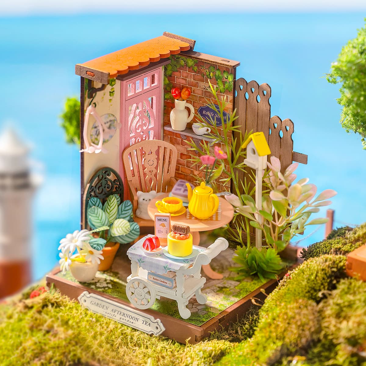 Rolife DIY Miniature House - Fancy Tea Yard DS038 garden display scene