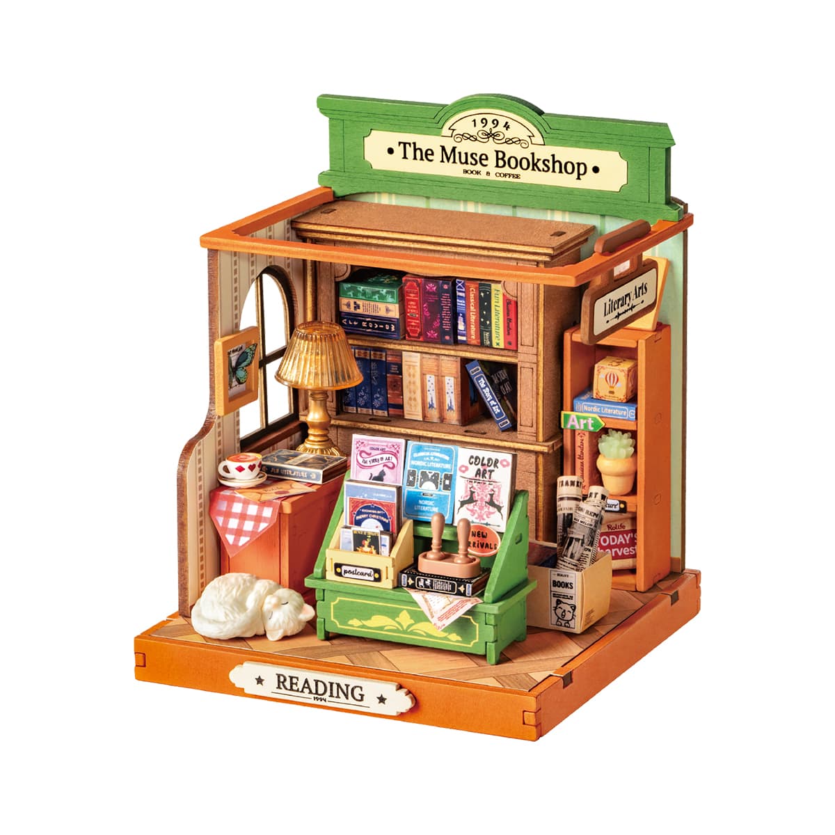 Rolife DIY Miniature House - The Muse Bookshop DS040 white background product view