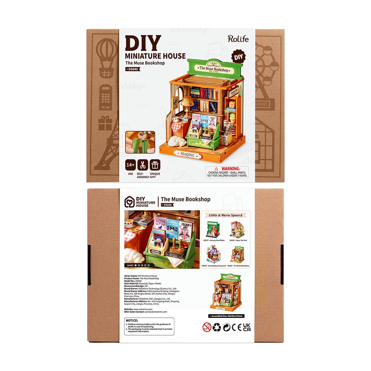 Rolife DIY Miniature House - The Muse Bookshop DS040 product package