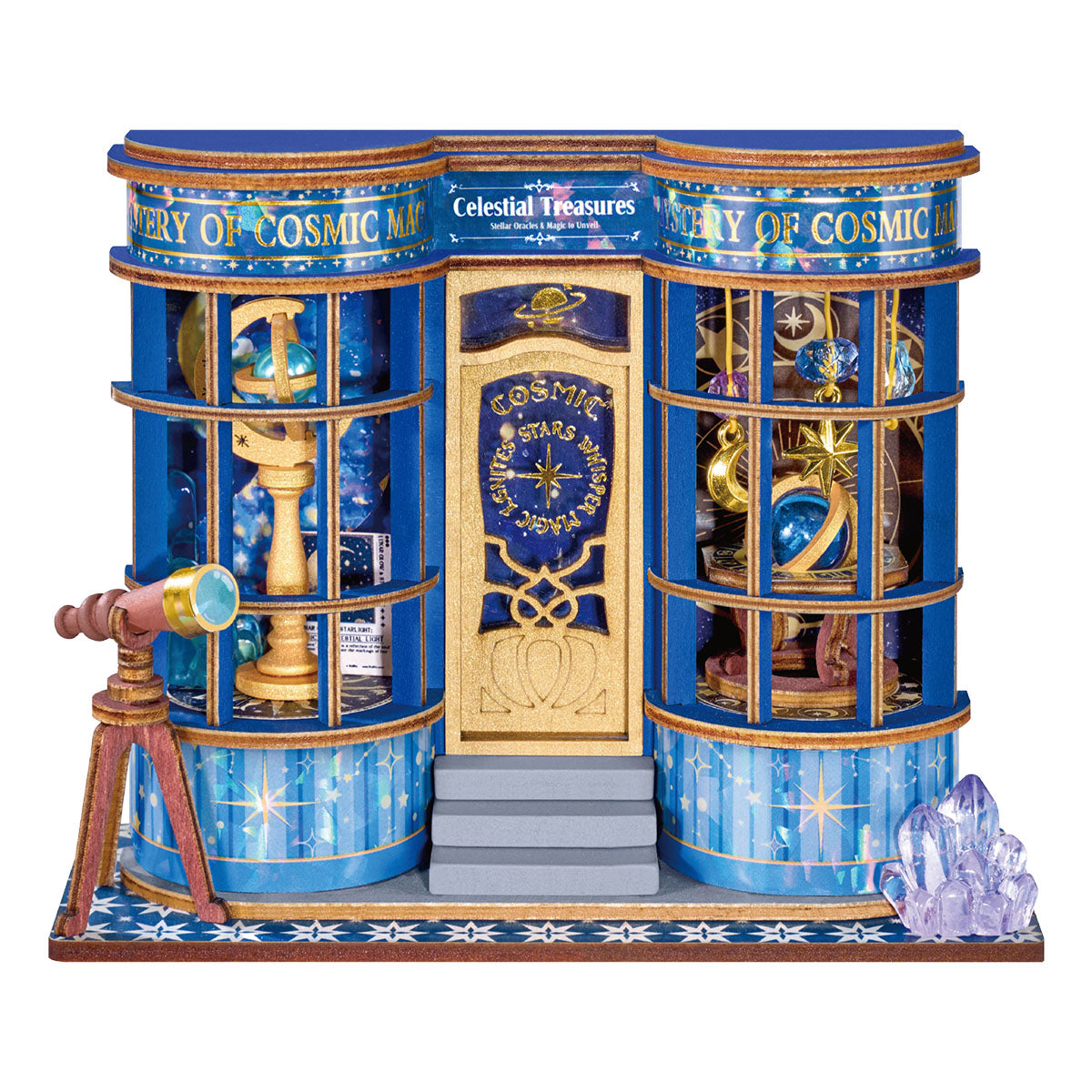 Rolife Magic Astronomy Shop DS048 white background miniature astronomy shop product view