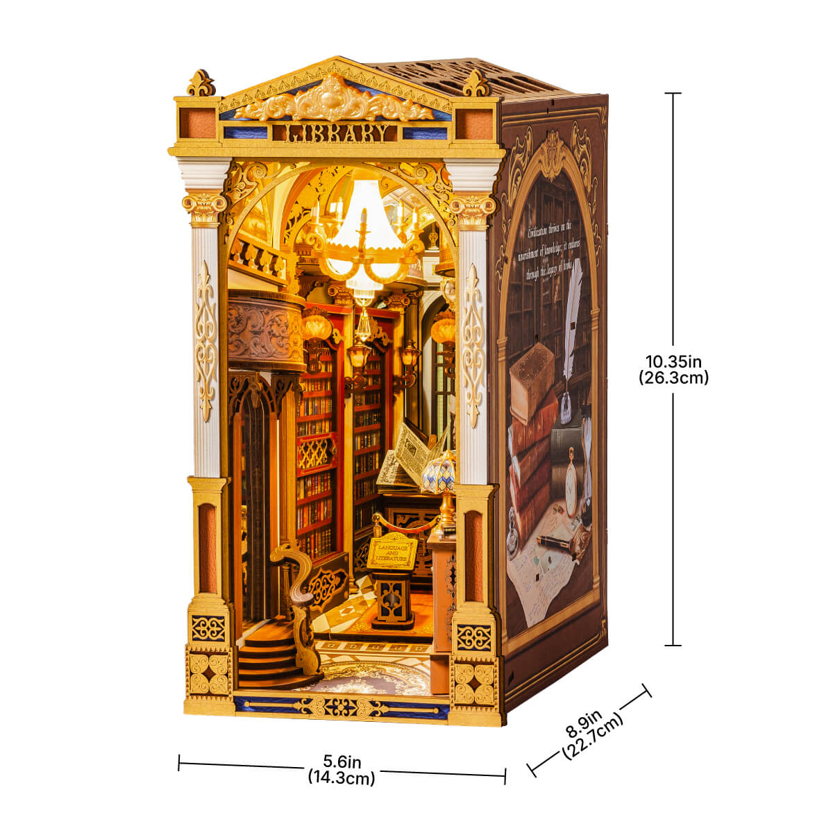 Library of Wonders TGB16 size graphic, 14.3 x 22.7 x 26.3 cm book nook
