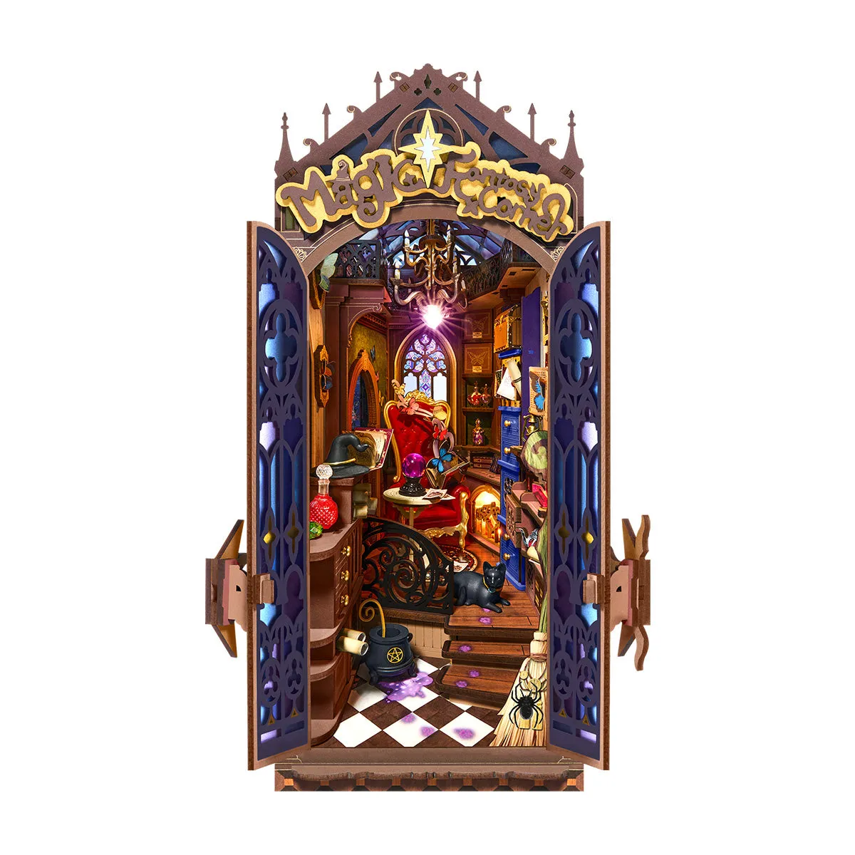 Rolife Magic Fantasy Corner TGB14 white background book nook product view