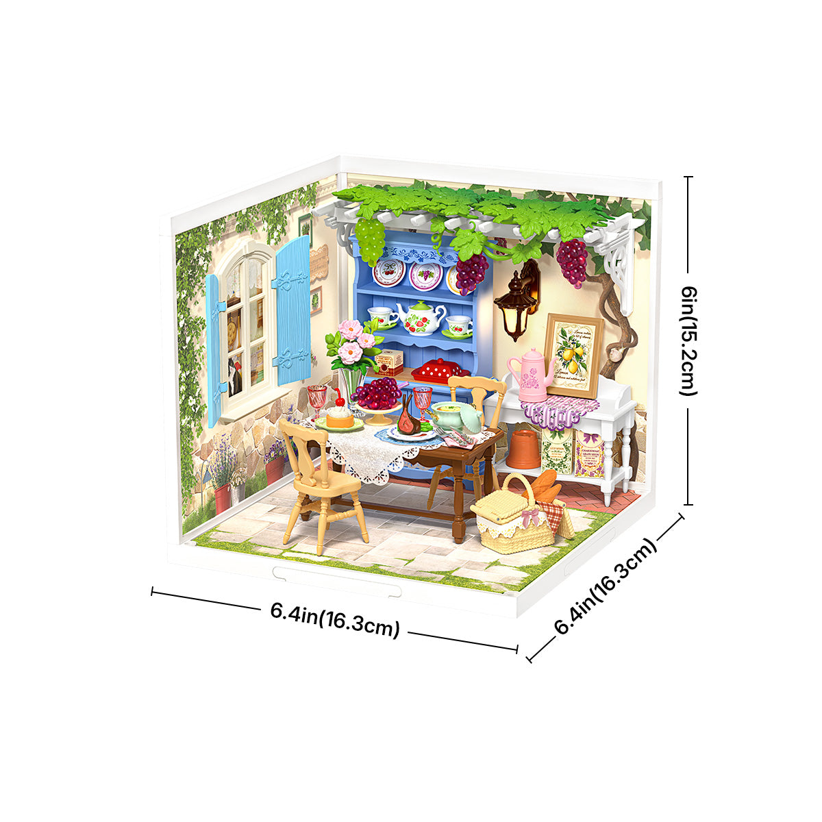 Midsummer Dream Yard DW025 size graphic, 16.3 x 16.3 x 15.2 cm miniature room