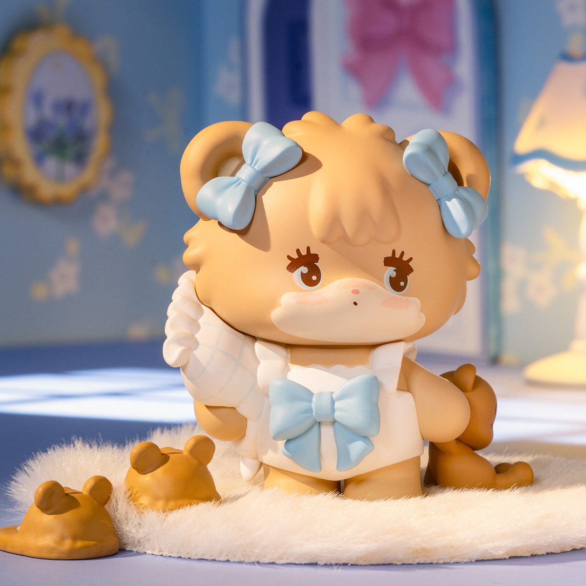 Mikko Babies Little World Bear Companion figure in a cozy bedroom scene