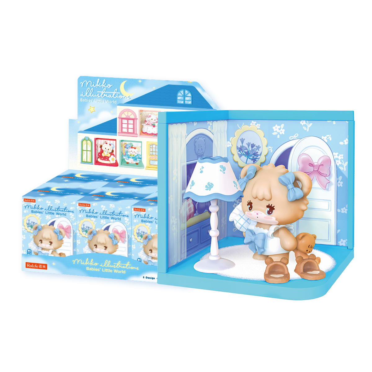 Rolife Mikko Babies Little World blind box display with featured figure and packaging