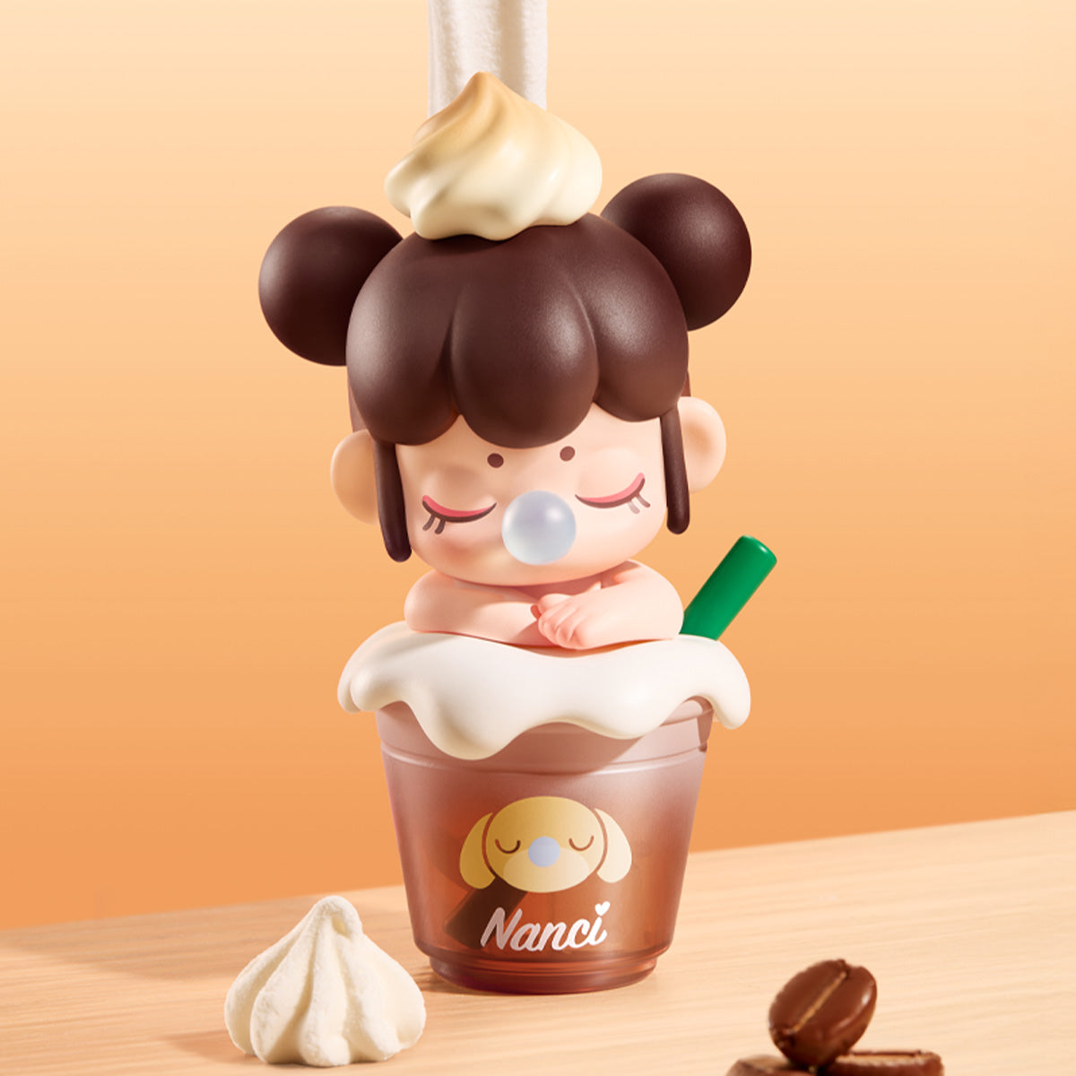 BabyNanci Milk Tea Series featured figure in a coffee dessert display scene