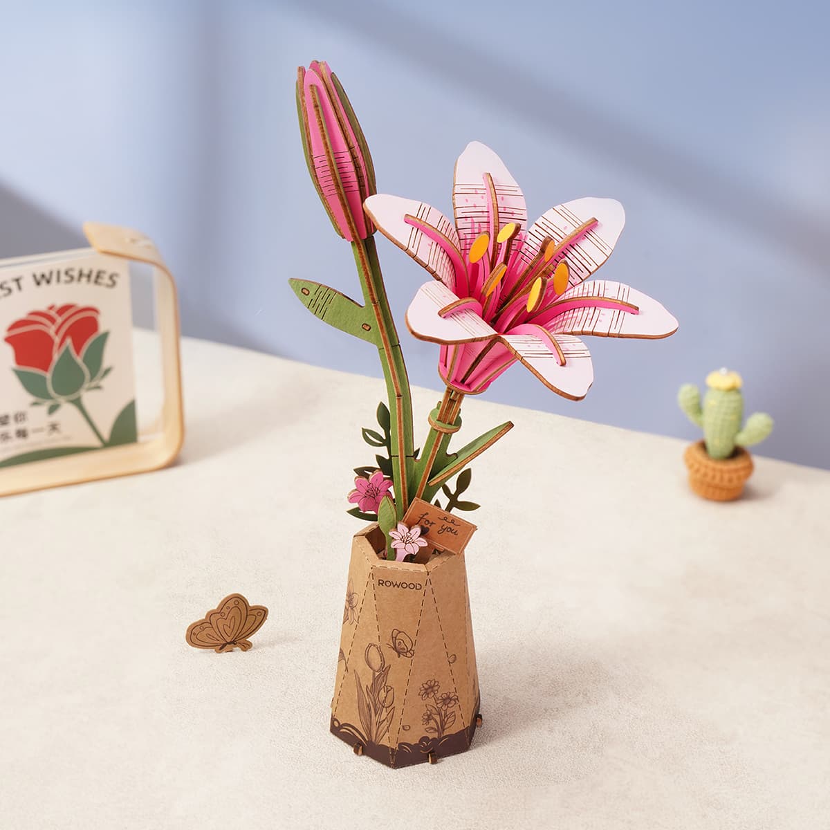 Rowood DIY Wooden Flower Pink Lily TW071 product hero image