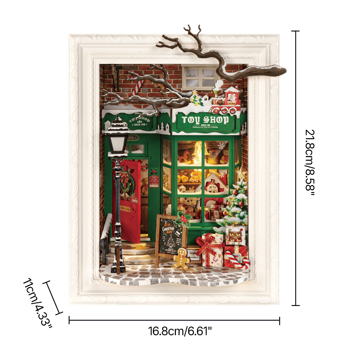 Santa's Toy Shop DP006 size graphic, 16.8 x 4.5 x 22.8 cm story frame