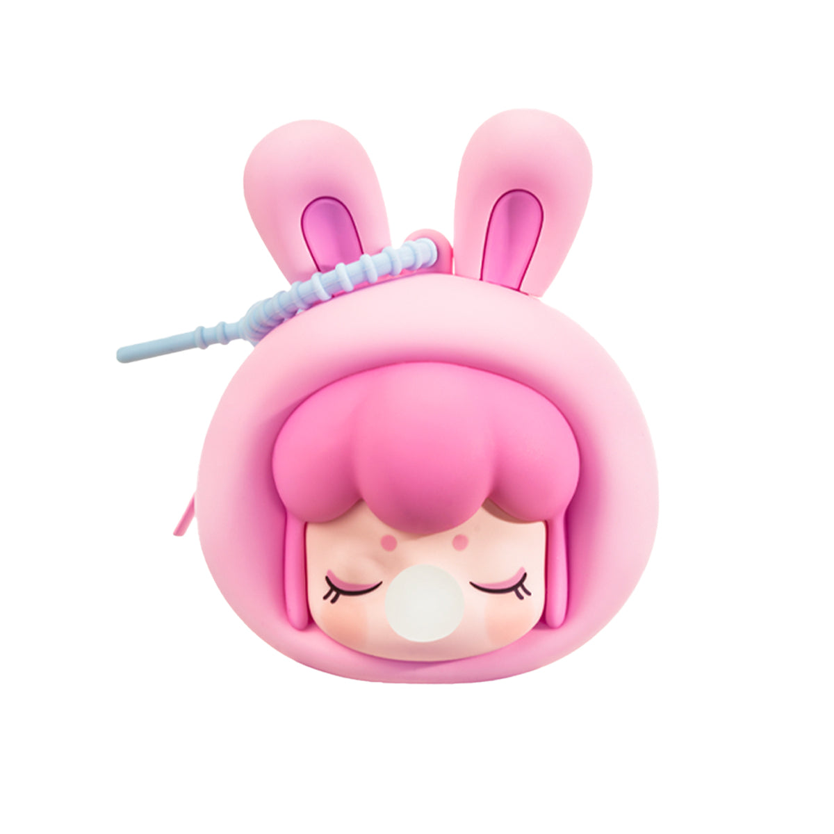 Baby Nanci Fluffy Party pink bunny earphone case on white background