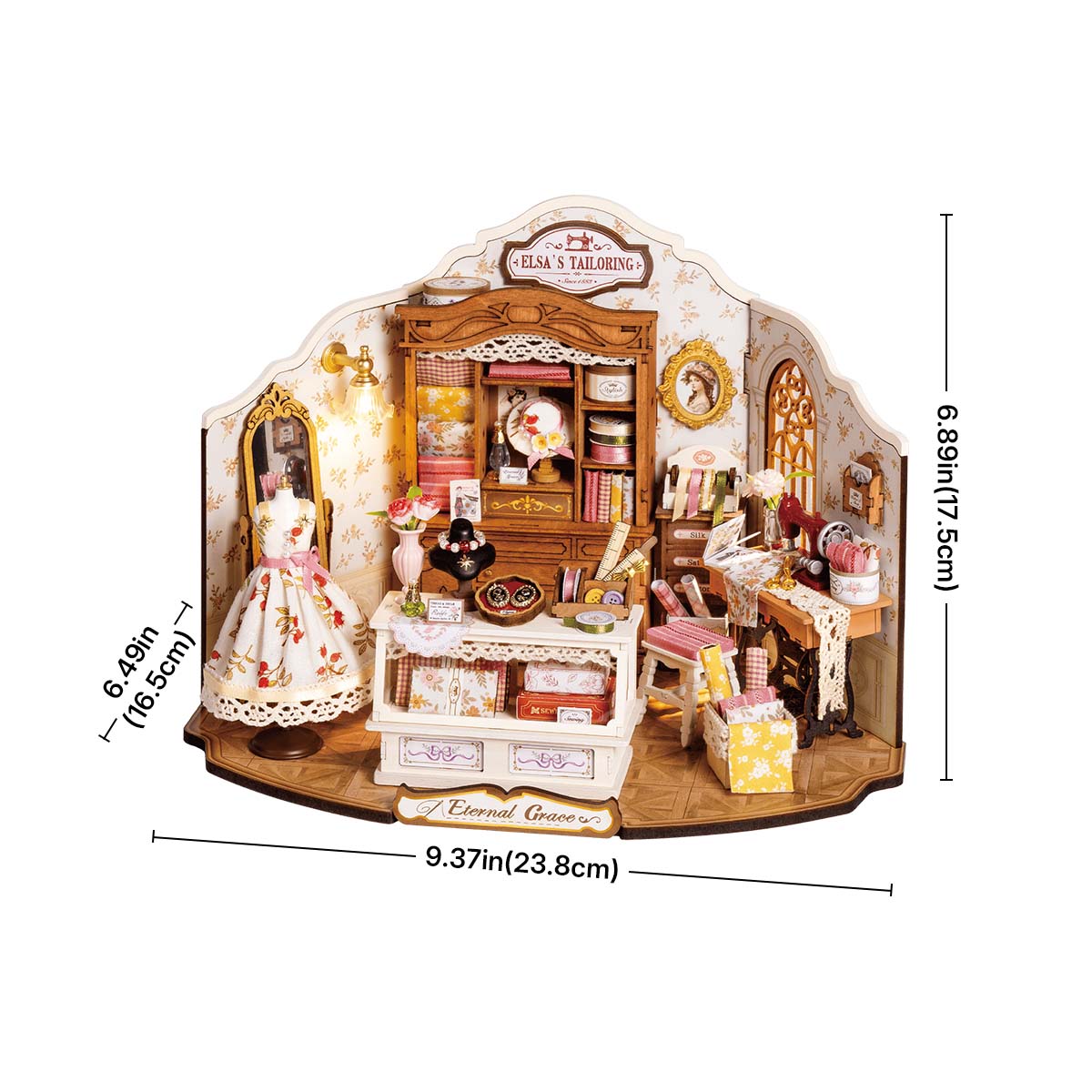 Elsa's Tailoring DG178 size graphic, 23.8 x 16 x 17.5 cm miniature house