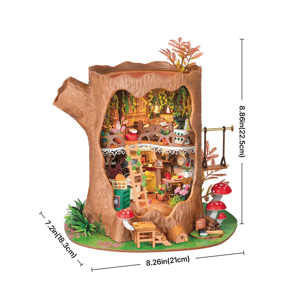 Fairytale Tree House DG179 size graphic, 21 x 18.3 x 22.5 cm miniature house