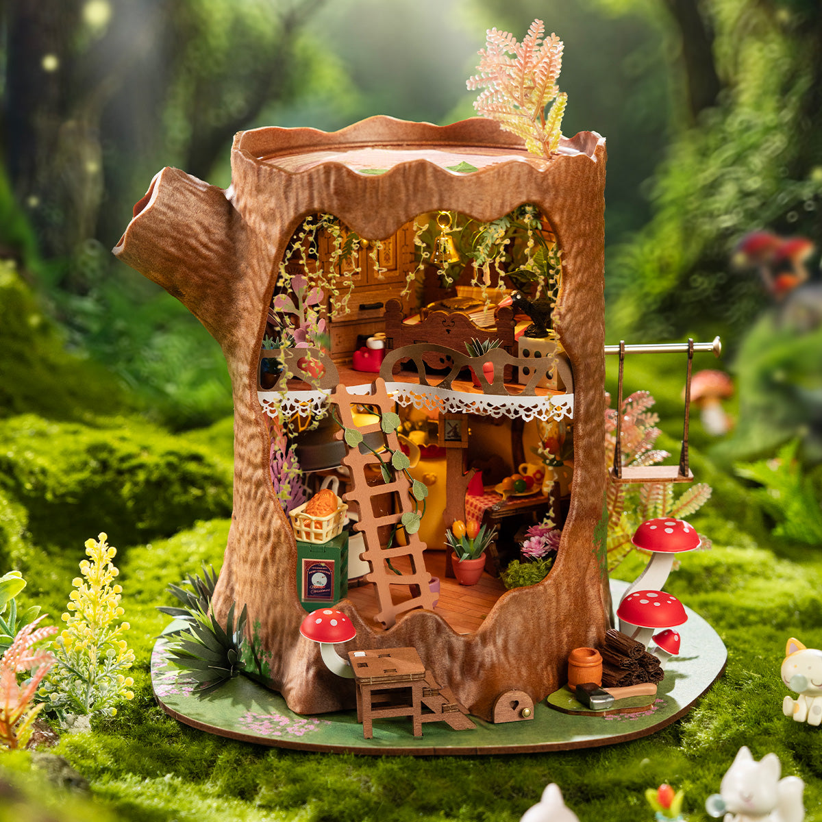 Rolife Fairytale Tree House DG179 miniature house in a forest scene