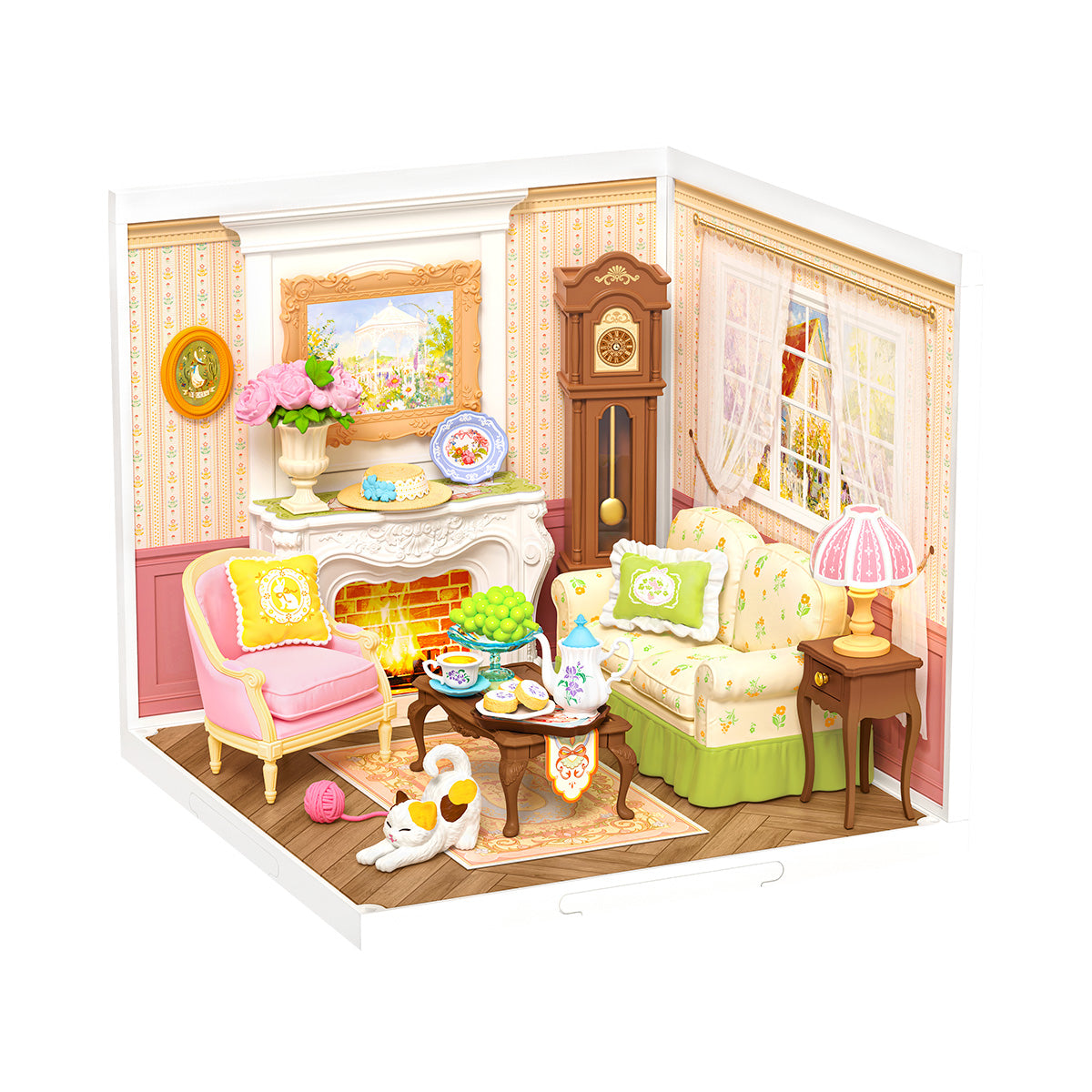 Rolife Holiday Tea Time DW023 white background miniature room product view