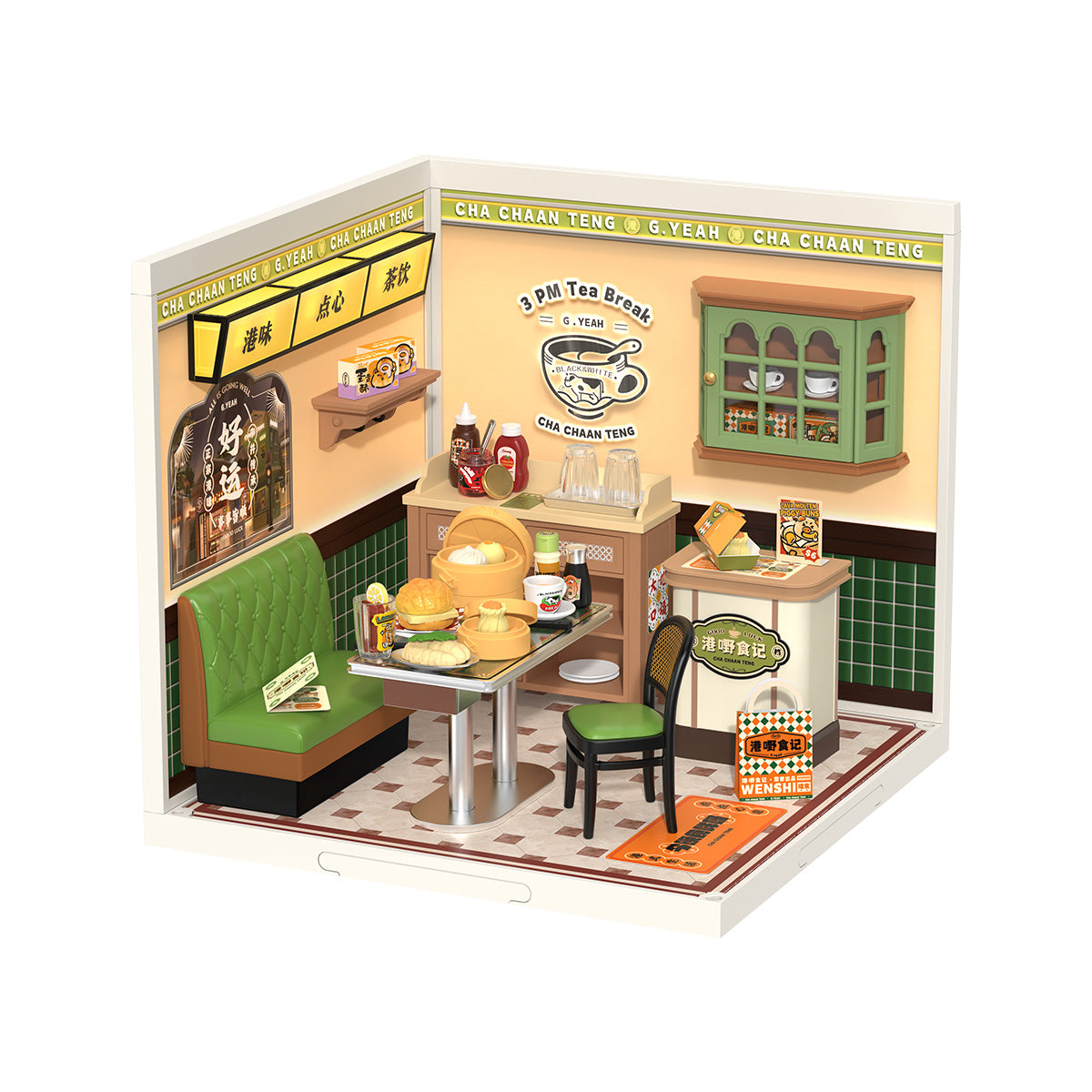 Rolife Hong Kong Bites Cafe DW021 white background miniature room product view