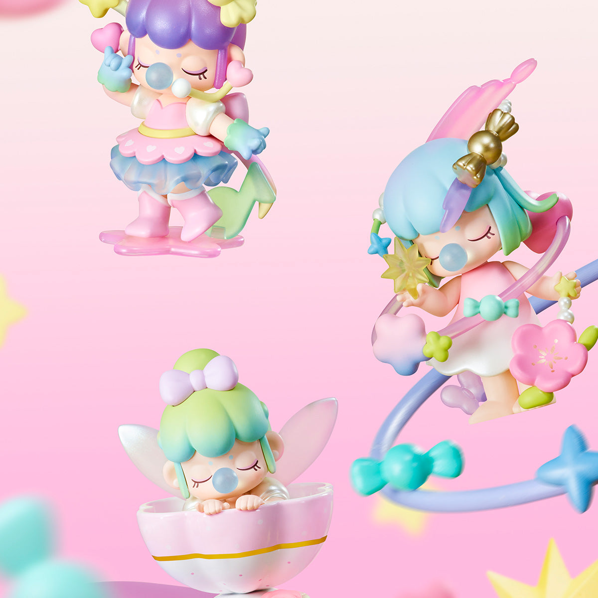 Nanci Sweet Time character lineup scene with multiple pastel figures