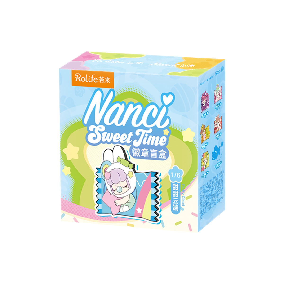 Nanci Sweet Time single badge blind box package on white background